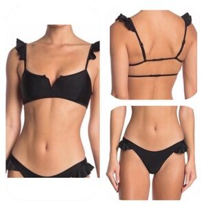 Kendall + Kylie L black ruffle bikini